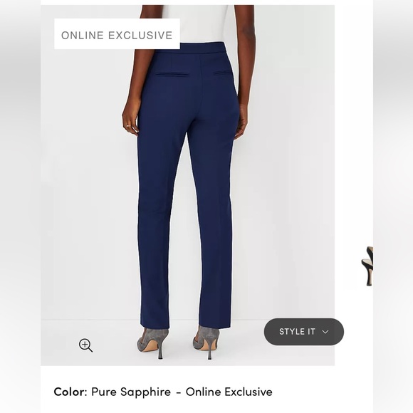 EUC Ann Taylor The Petite Side Zip Straight Pant in Bi-Stretch - Picture 2 of 5